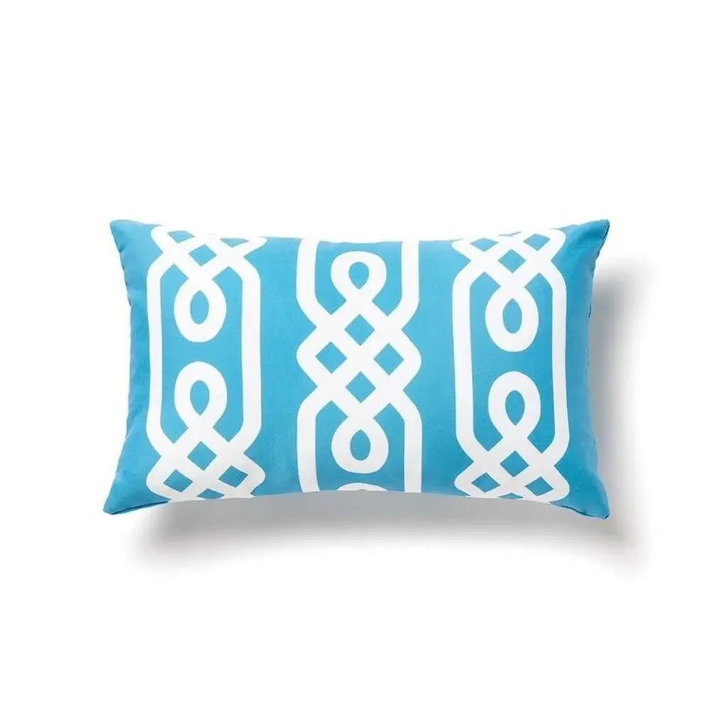 Divine Home Aegean 04 Indoor/Outdoor Accent Throw Pillow, Aqua/White 12
